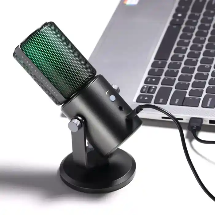 Ulanzi DCM-05 RGB Noise Cancelling Condenser Microphone with Cardioid Polar Pattern USB Type-C Interface for Gaming, Voice Recording, Podcasting, Conferencing, and Live Streaming